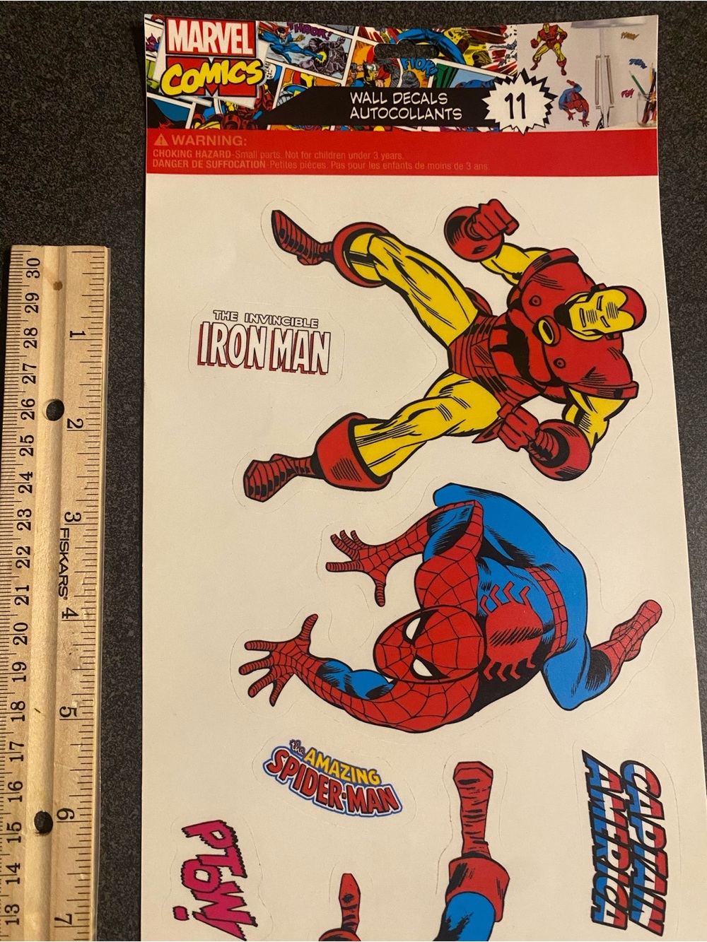 Marvel Comics Red, Yellow & Blue Iron Man and Spider-Man Decal Set